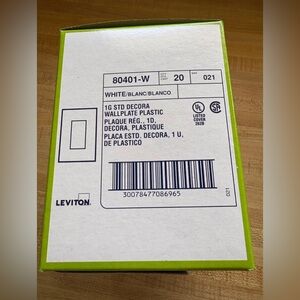 New Leviton 80401-W 1G STD Decora Wallplate White -  20 Pack